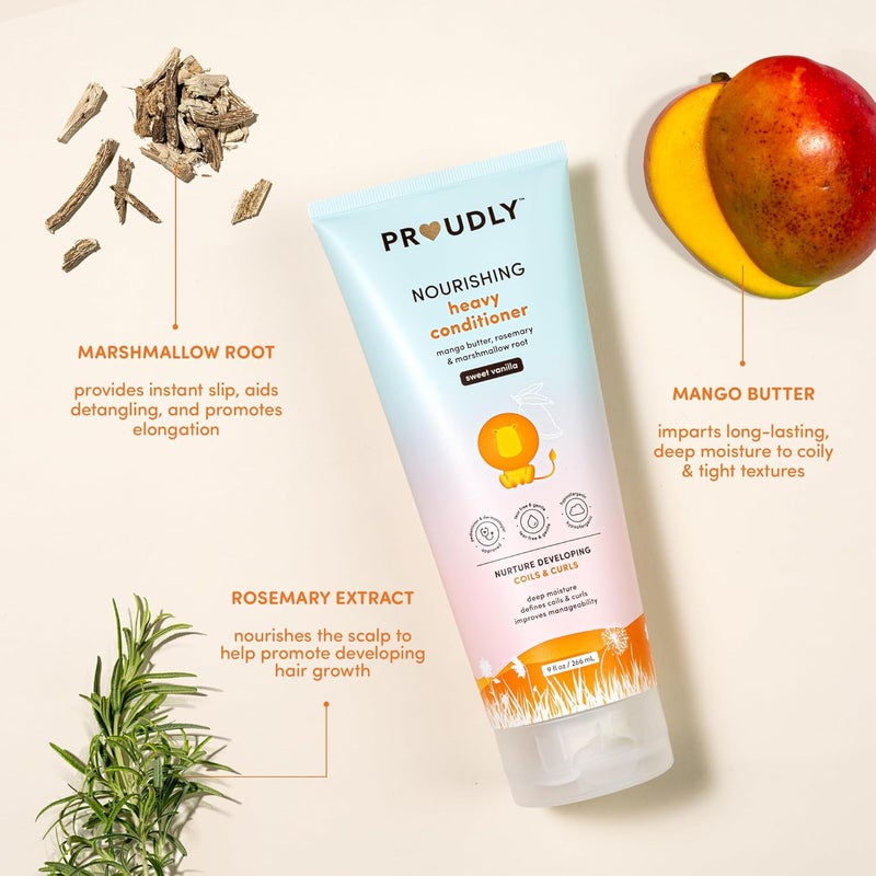Proudly Nourishing Curly & Coily Hair Baby Conditioner by Gabrielle Union & Dwyane Wade, for Black & Brown Babies, Dry, Sensitive Skin, Sweet Vanilla, 9 oz - Image 3